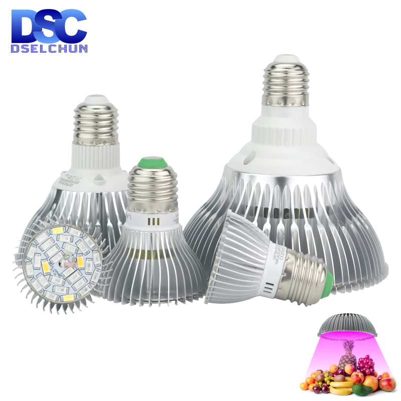 LED élèvent la lumière E27 spectre complet 18W 28W 30W 50W 80W pour plante hydroponique lumière AC85-265V 110V 220V LED élèvent la lampe