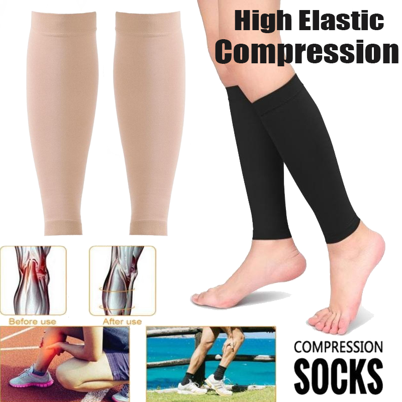 Calcetines médicos de venas varicosas, calcetín elástico, soporte canilla de pierna, alivia la fatiga, calentador de piernas, funda de pantorrilla de compresión, 1 par
