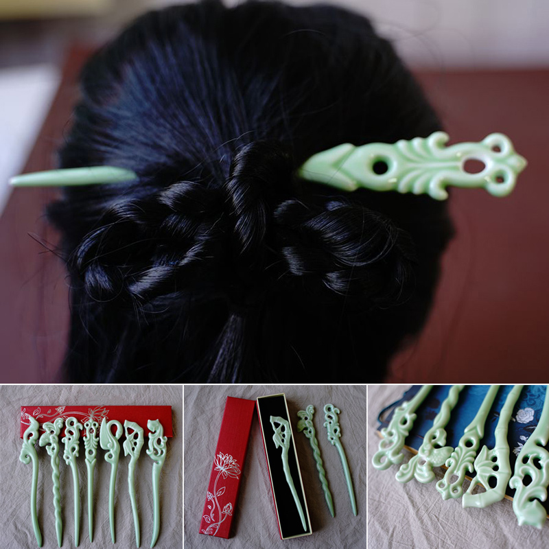 Épingle à cheveux en céramique Vintage, bâton de cheveux élégant, accessoires pour cheveux Hanfu chinois, diadèmes simples, décor Cheongsam Vintage, bijoux pour cheveux