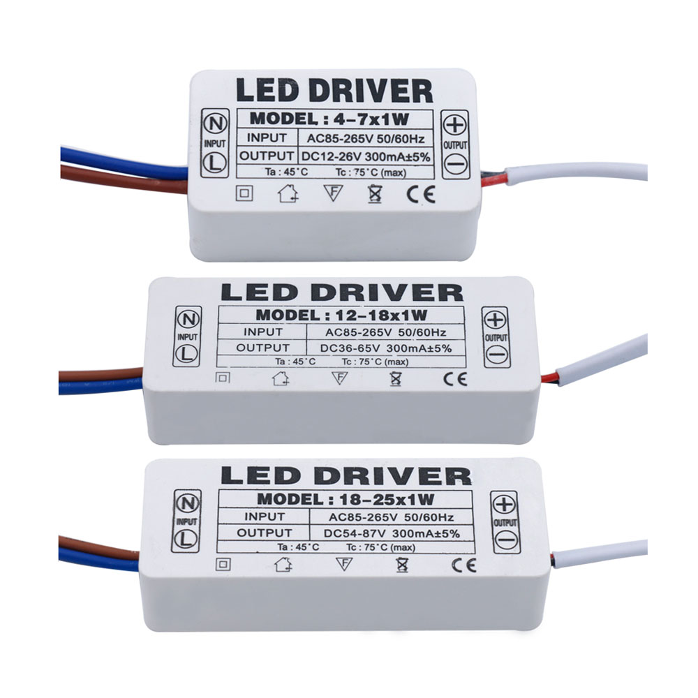 LED-Treiber 300mA 1-3W 3-5W 4-7W 8-12W 12-18W 18-25W 25-36W LED-Netzteil 350mA AC90-265V Beleuchtungstransformatoren für LEDs