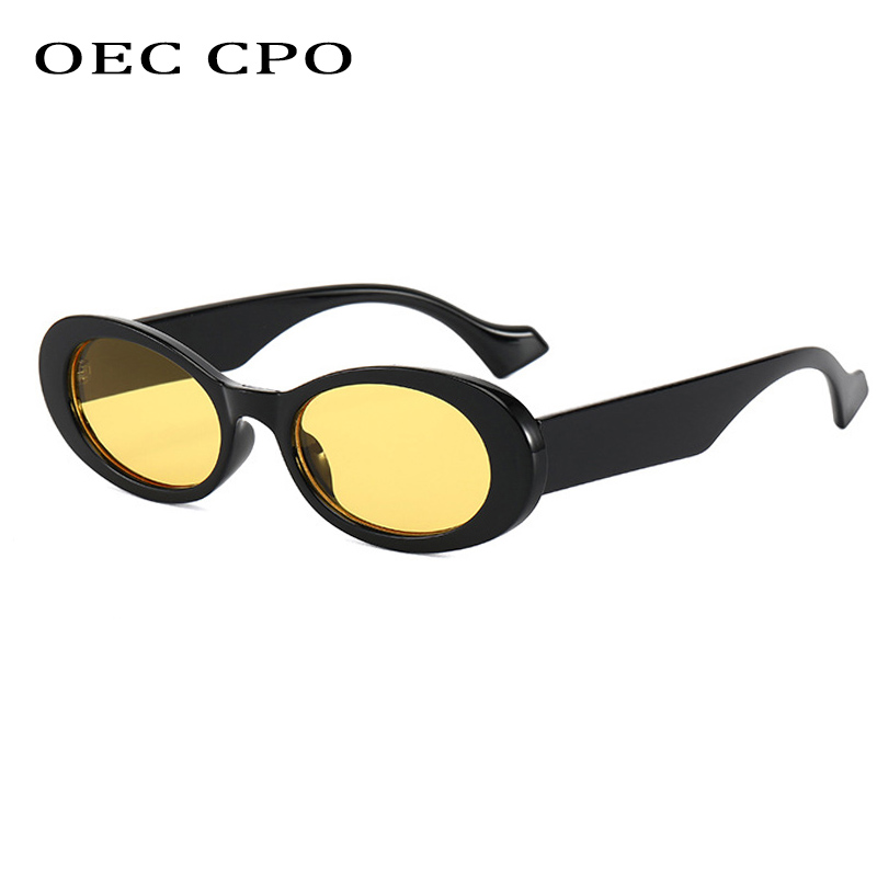 OEC CPO Vintage แว่นตากันแดดผู้หญิงยี่ห้อ Designer กรอบแว่นตา Sun หญิง Retro สีดําสีเหลืองรอบแว่นตา UV400 O881