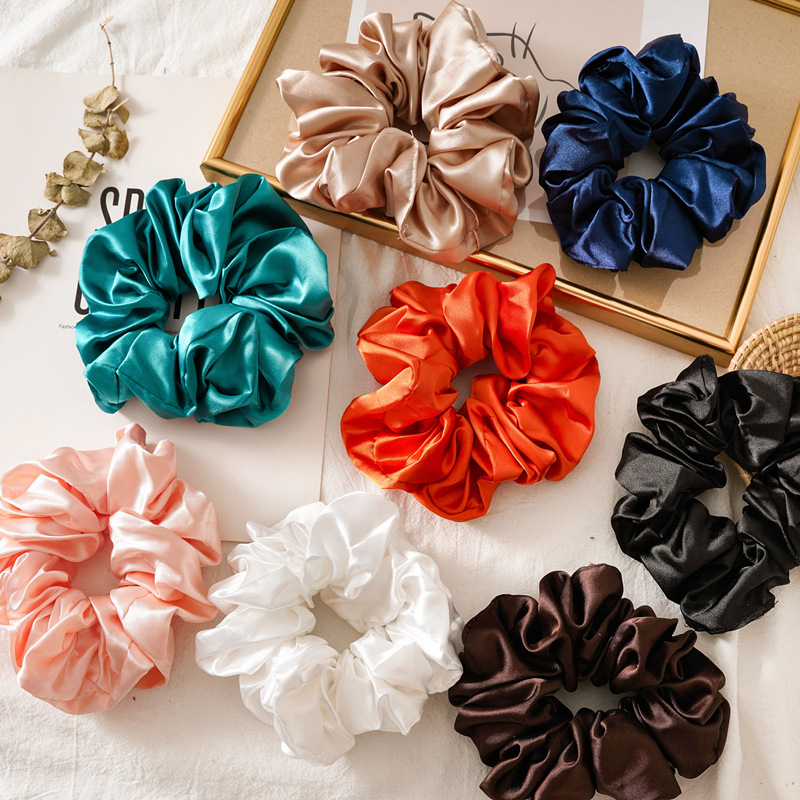 Hot Girls Super Lebar Halus Warna-warni Rambut Dasi Rambut Elastik Band untuk Rambut Satin Besar Scrunchie Aksesoris Rambut 2021 untuk Wanita