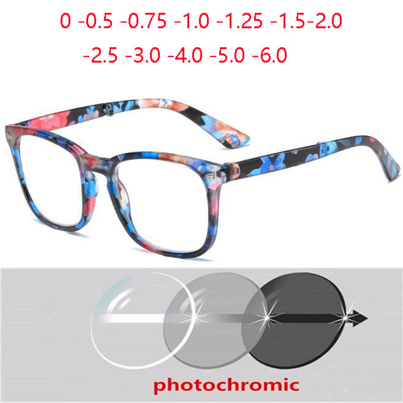 Opvouwbare verkleuring Bijziend Brillen Retro Meekleurend Grijs Vierkant Bril op sterkte Dioptrie 0 -0,5 -0,75 tot -6,0