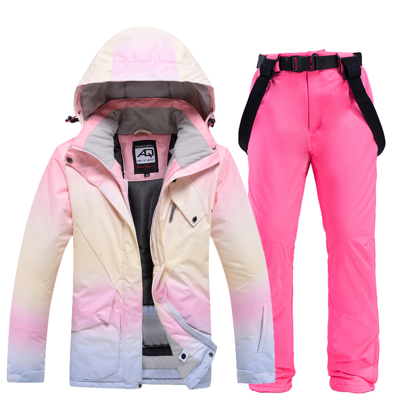 2023 neue Mode Farbe Passenden Ski Anzug Frauen Winddicht Wasserdichte Snowboard Jacke und Hosen Anzug Weibliche Schneeanzug Kostüme