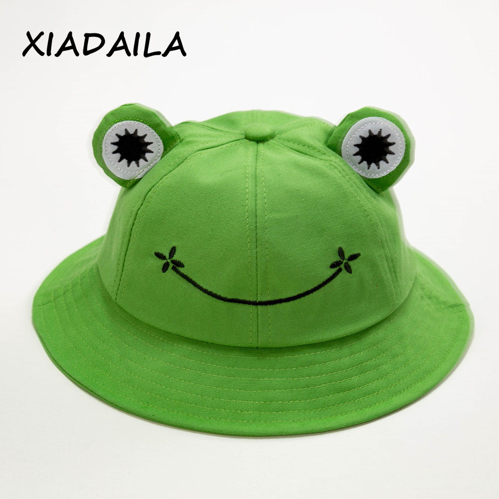Sombrero de pescador con forma de rana para mujer, gorra de pescador con protección solar, color liso, Panamá, senderismo al aire libre, playa, verano y otoño, novedad de 2020