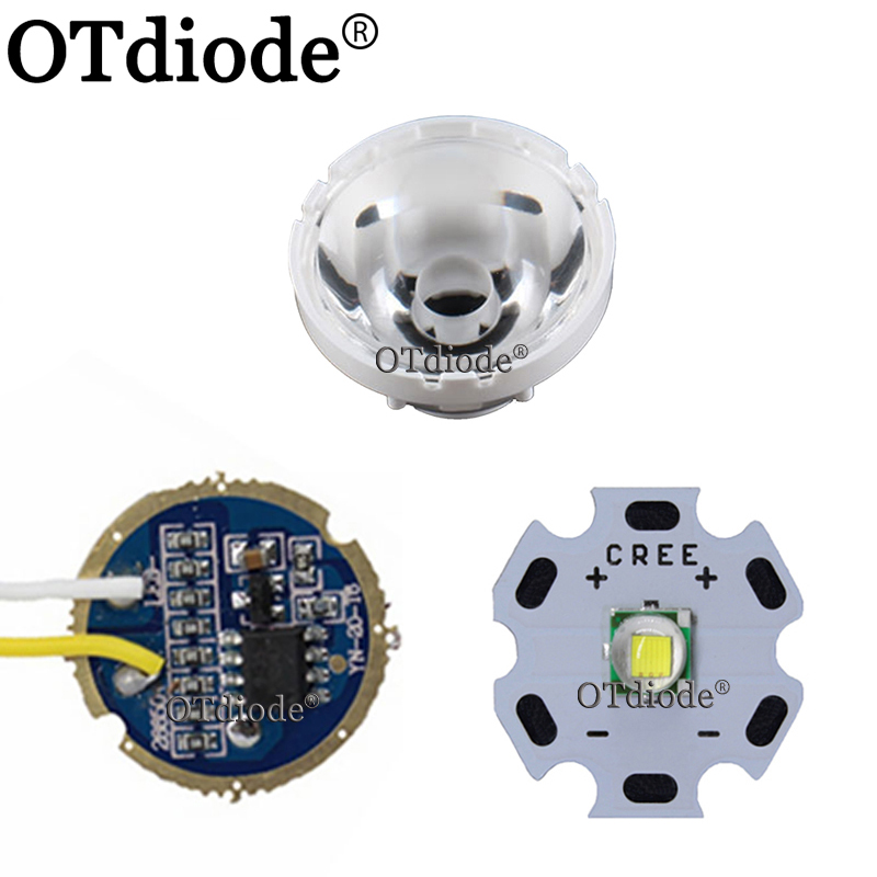 5050 XMLL LED T6 10W luz blanca con PCB de estrella de 20mm + controlador LED de 5 modos de 3,7 V + lente LED T6 de 10 grados con kit de soporte de Base
