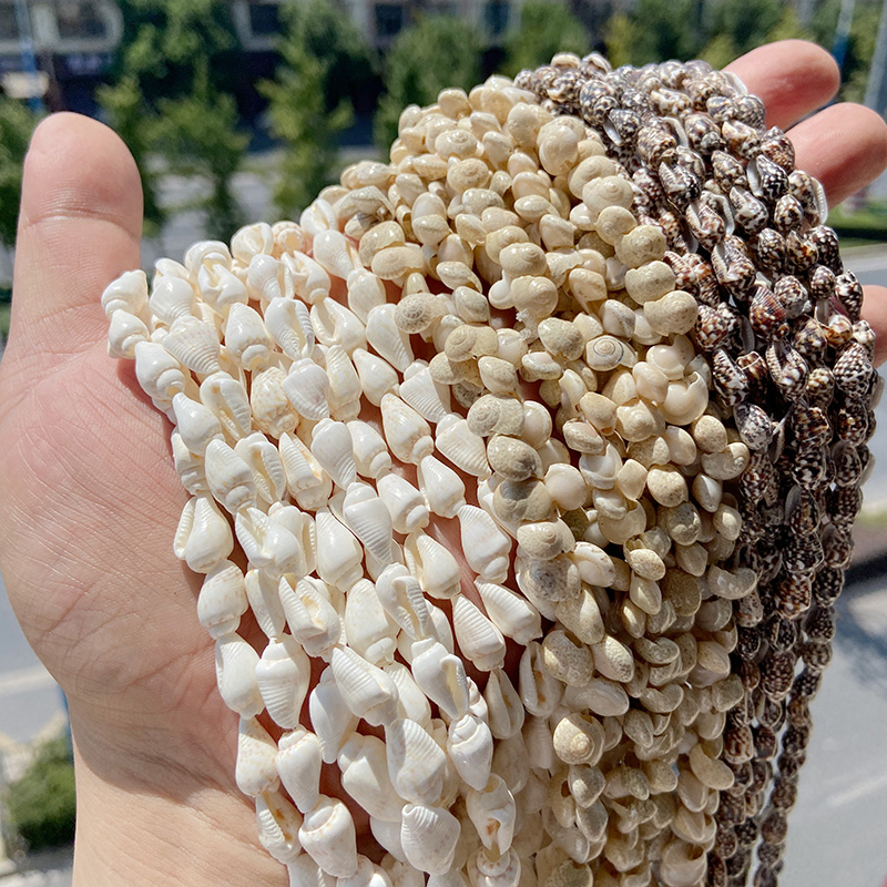 Natürliche Muschelperlen Kauri Schneckenform Muschelperlen Muschel Charm Spirale Muscheln Strang für Schmuckherstellung DIY Zubehör 15"