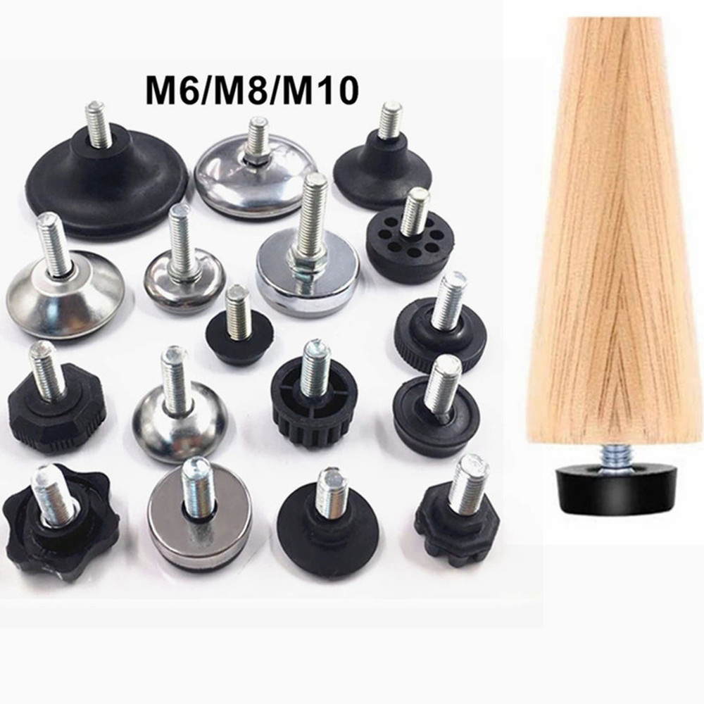 Pernas de móveis de aço, 4 unidades, base antiderrapante, mesa, armário, perna, nivelamento ajustável, pés de cadeira, nivelador, pernas de mesa m6 m8 m10