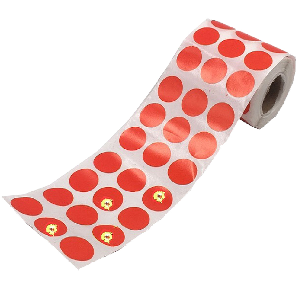 4 ​ /5 "(2cm) 900 unidades/rolo adesivos de alvo de respingos de respingos vermelhos remendos de cobertura para tiro ao alvo de todas as armas, armas de ar, BBs