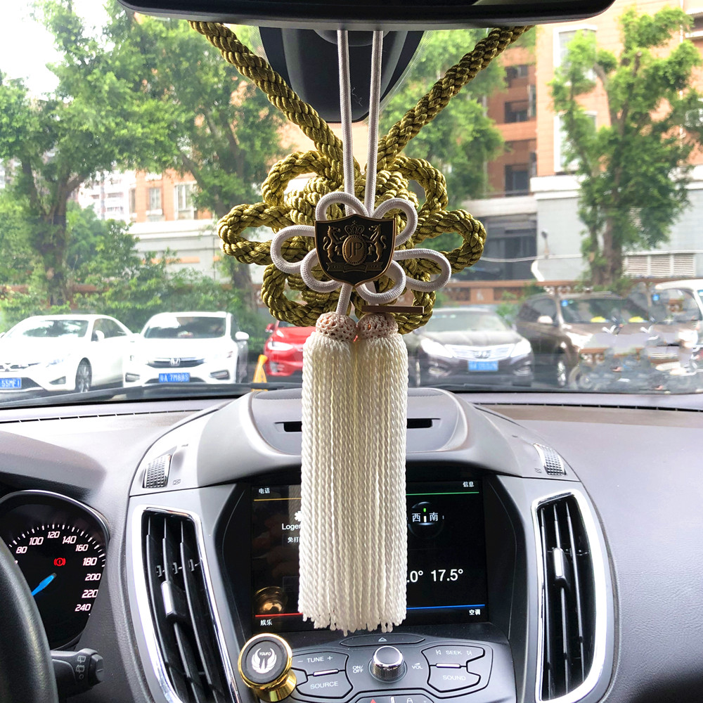 1Set Junction Produce JDM 10th Anniversary Edition Kin Tsuna Rope Match JP Fusa Kiku Knot Car Rearview Mirror Mounting