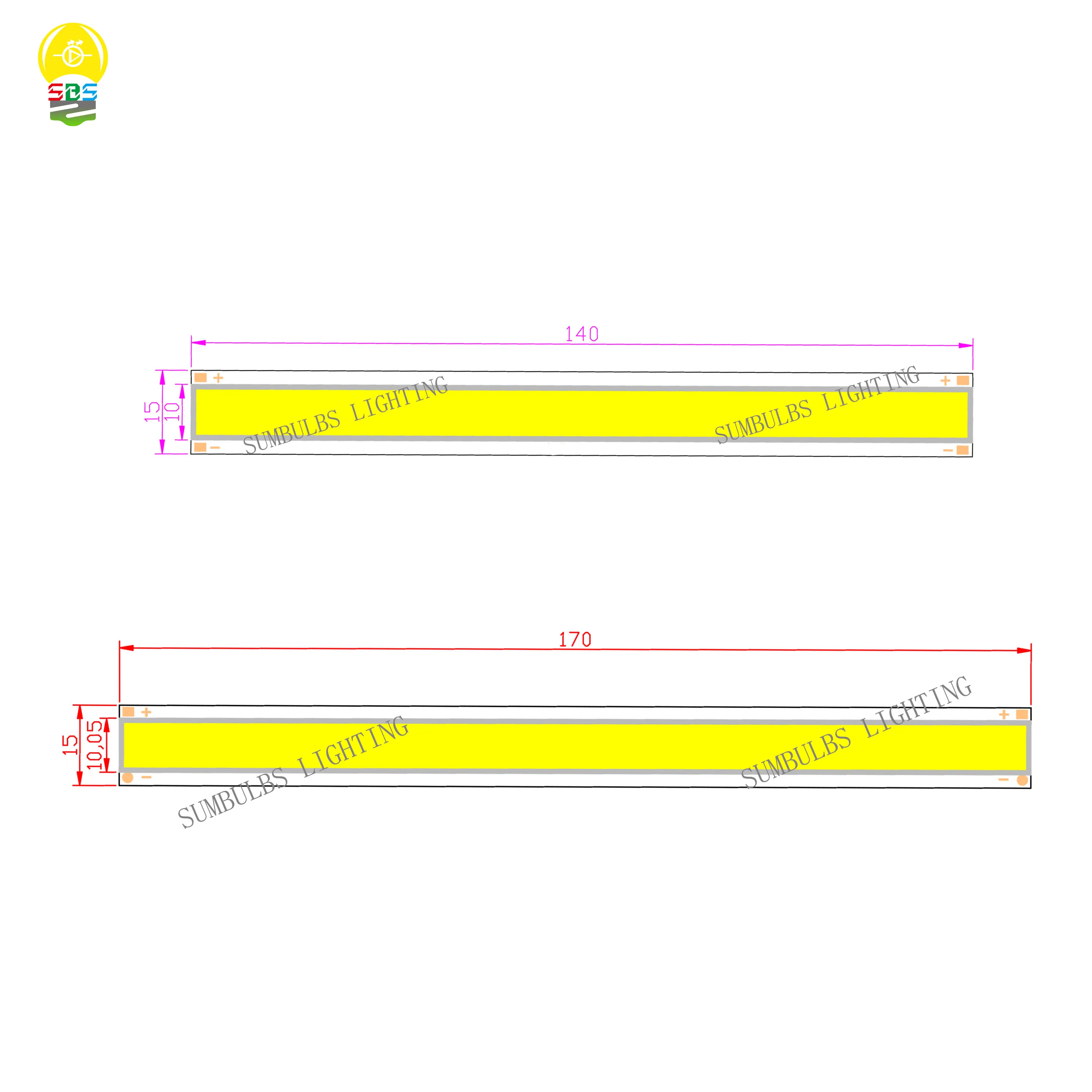 2 Jenis 140Mm 170Mm LED COB Strip DC12V 4W 5W Chip Lampu Bohlam untuk Siang Hari lampu Putih Dingin untuk DIY