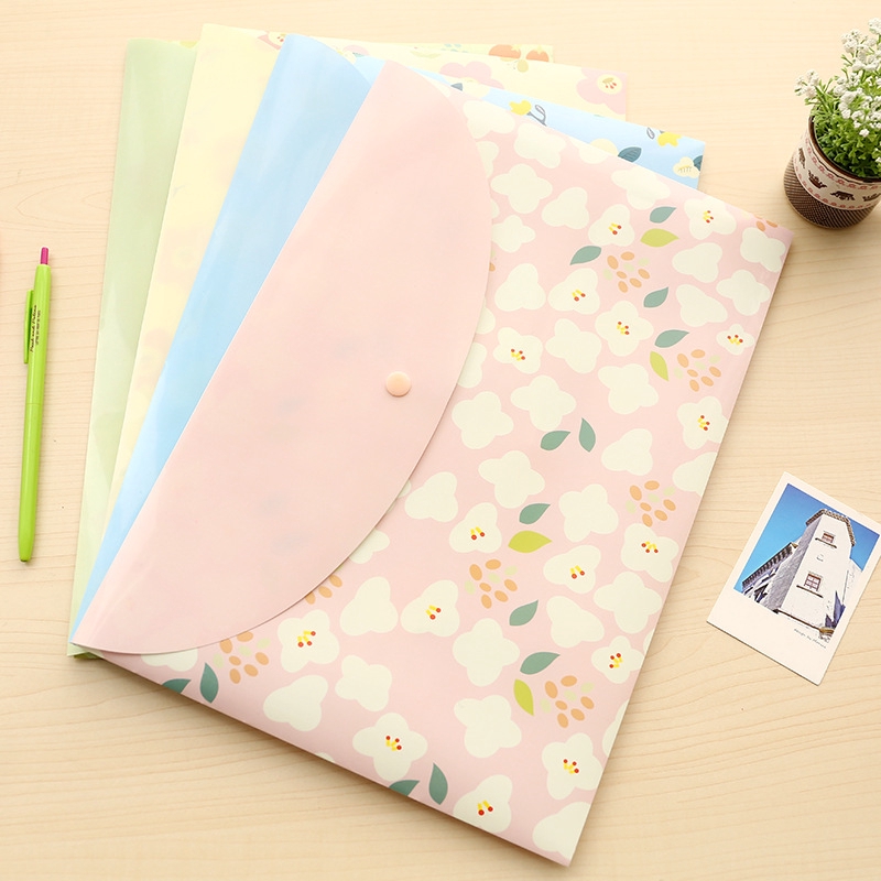 Carpeta duradera A4, bolsa de archivo Floral a presión, organizador de papel para documentos, bolsa de almacenamiento, suministros escolares de oficina, regalo de papelería para niños