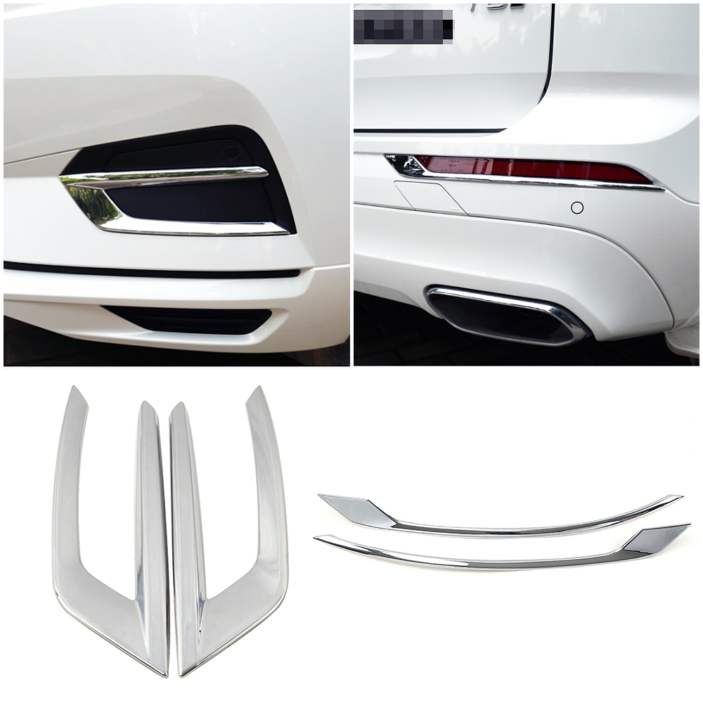 Para volvo xc60 2018-2021 chrome frente luz de nevoeiro lâmpada traseira foglight guarnição capa quadro abs decoração exterior