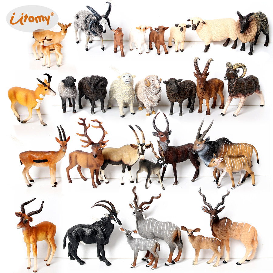 Realistyczne dzikie zwierzę Kudu, antylopa Waterbuck, owca merynos, koza, łoś, Oryx figurki modelarskie kolekcjonerskie figurki edukacyjne zabawki dla dzieci