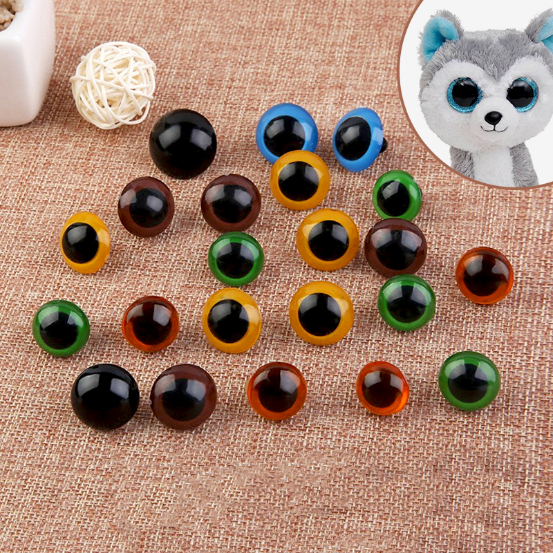 100 Uds ojos de seguridad de plástico para juguetes brillo mezcla de colores artesanía ojos de muñeca Amigurumi para oso de peluche 12mm muñeco de marioneta de Animal DIY