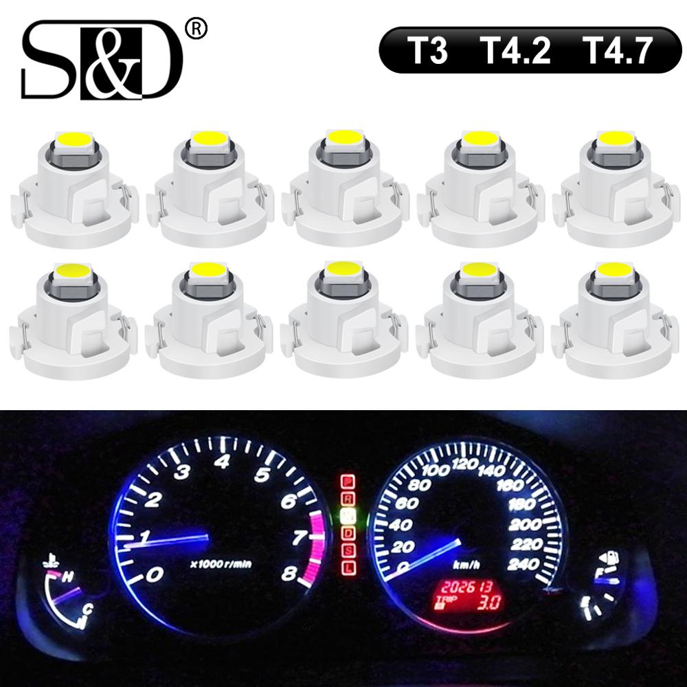 Ampoule Led Super brillante T3 T4.2 T4.7, Canbus, lumières intérieures de voiture, indicateur de tableau de bord, Instrument chauffant, lampes 3030SMD, 10 pièces