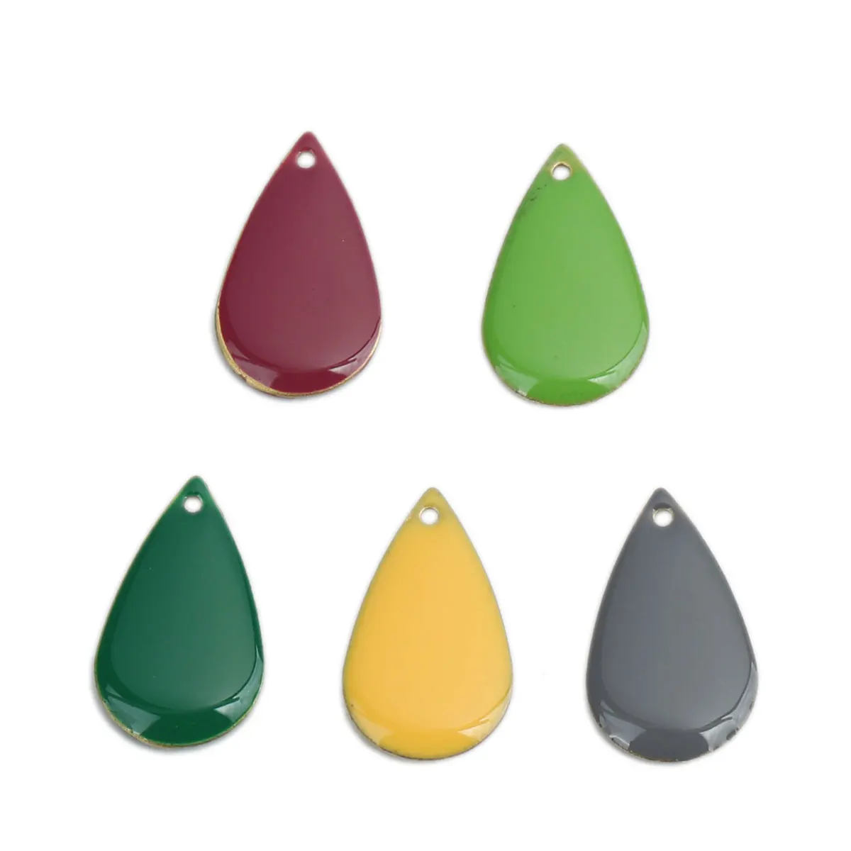 Water Drop Enamel Pendants Copper Enamelled Double Sided Sequins Charms Unplated 21*13mm( 4/8") For DIY Earring Makings, 10 PCs