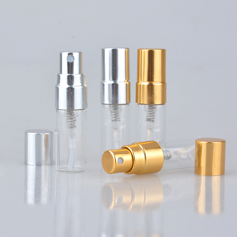 Garrafa de vidro portátil para perfume 100 com 3ml, garrafa vazia transparente recarregável para perfume e atomizador