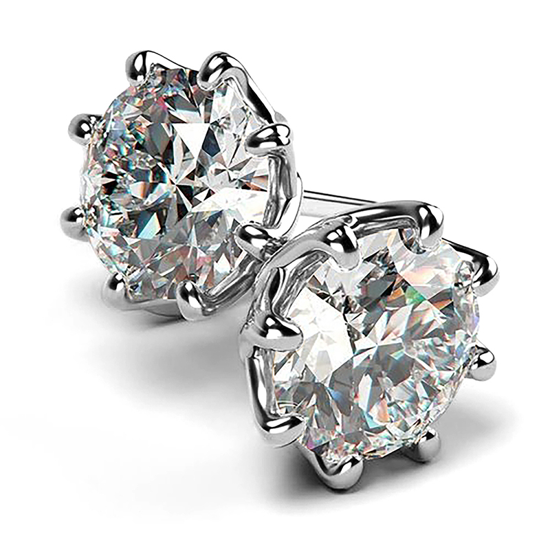 Huitan Crystal 10mm boucles d'oreilles rondes en zircone cubique classique pour femmes éblouissantes femme accessoires élégants bijoux intemporel