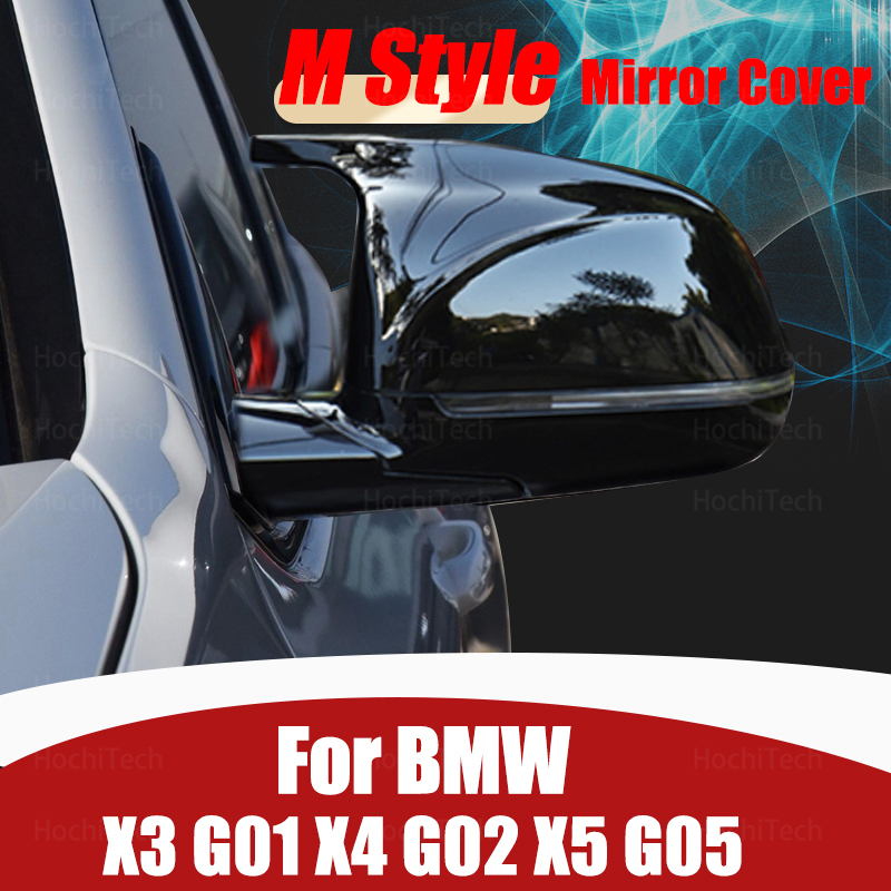 2szt Zamiennik osłon lusterek Horn M Style Lustro Cover Bright Black do BMW X3 G01 X4 G02 X5 G05 2018 2019 2020 2021 2022