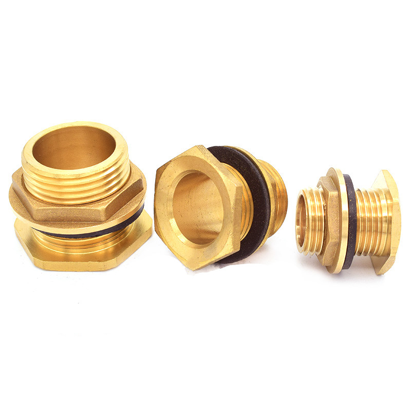 Konektor Tangki Air Kuningan 1/2 "3/4" 1 "BSP Ulir Pipa Ledeng Fiting Sekat Mur Jointer