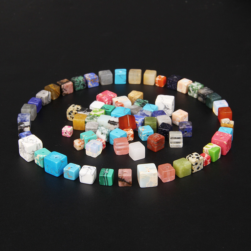 Moda cores 4mm/6mm/8mm contas quadradas cubo pedra natural solta espaçador grânulo diy artesanal frisado para fazer jóias atacado