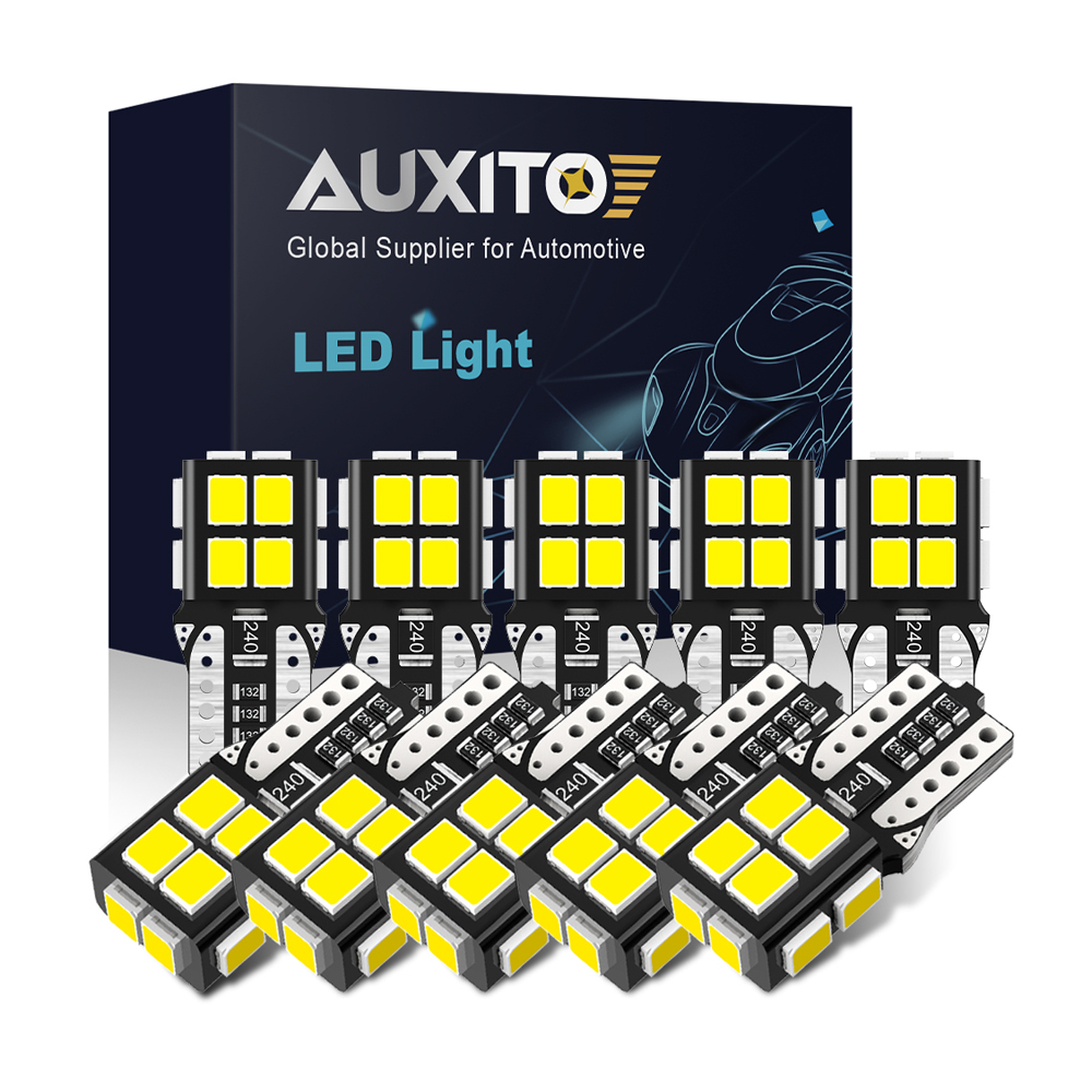 AUXITO 10 Pcs Auto T10 Luzes LED 2835 SMD W5W Lâmpada LED Canbus Sem Erros Iluminação Interior Do Carro Lâmpada Cúpula Automotiva 6000 K Branco