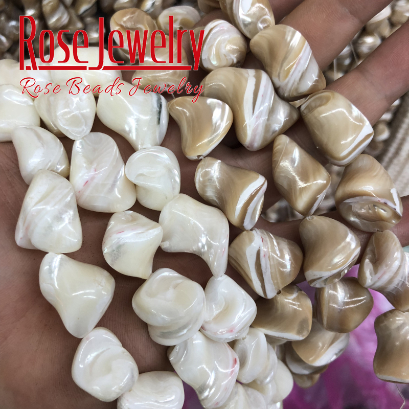 Perles de coquillage de Trochus naturelles, coquille de mer irrégulière, rondes, amples, fil de 15 pouces pour la fabrication de bijoux, accessoires de Bracelet à faire soi-même