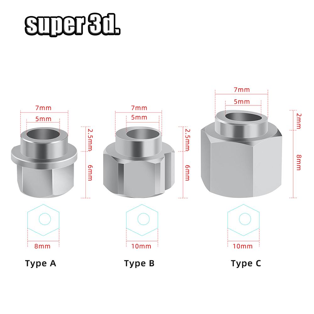 5/10 unidades de impresora 3D Openbuilds, espaciador excéntrico, rueda en V, columna excéntrica, tuerca de tornillo de aislamiento, ranura en V, diámetro de 5MM, piezas DIY