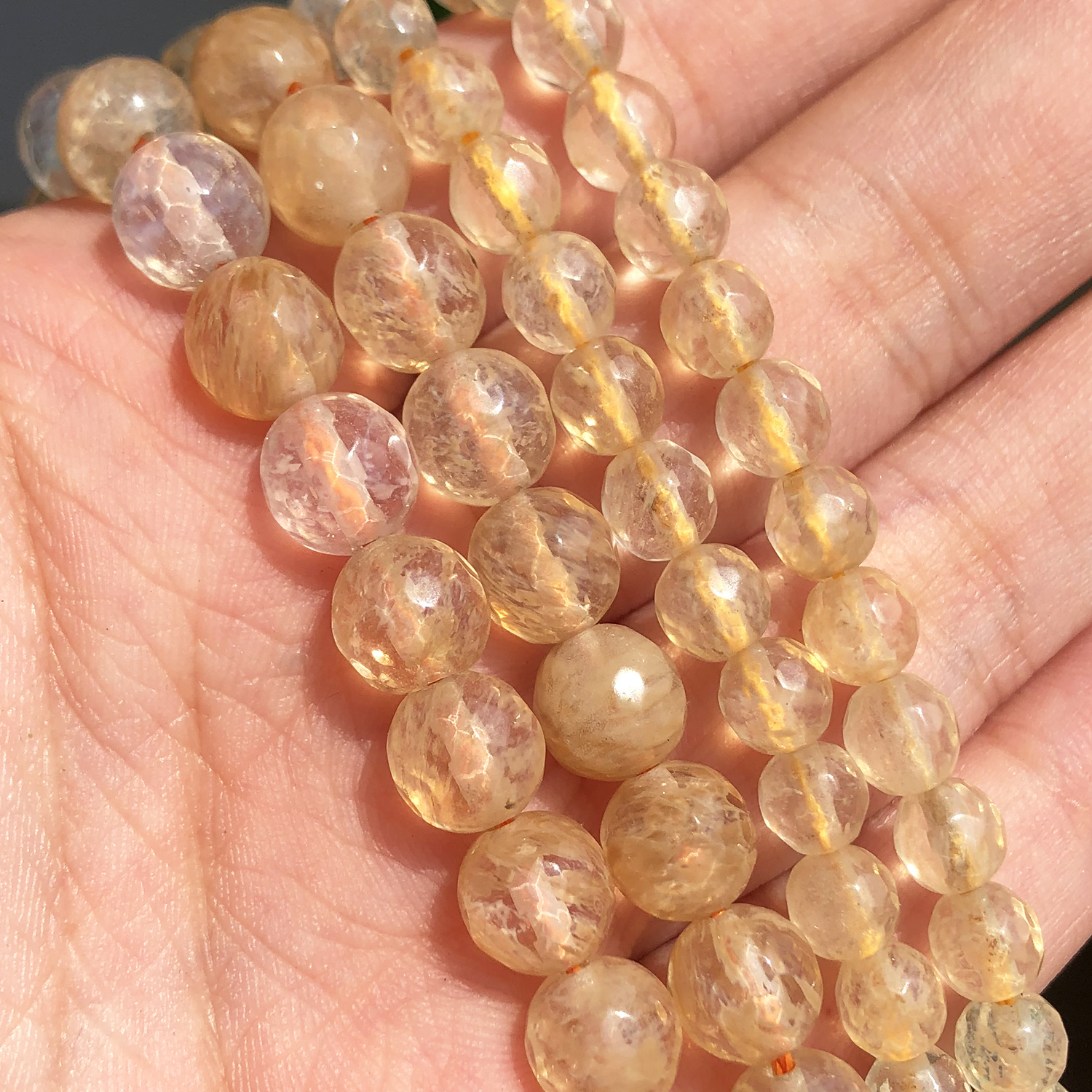 Facetada Citrinos Amarelos Quartzos Contas De Pedra, Natural Solta Grânulos Espaçador, Fazer Jóias, DIY Pulseira Acessórios, 4-10mm, 15"