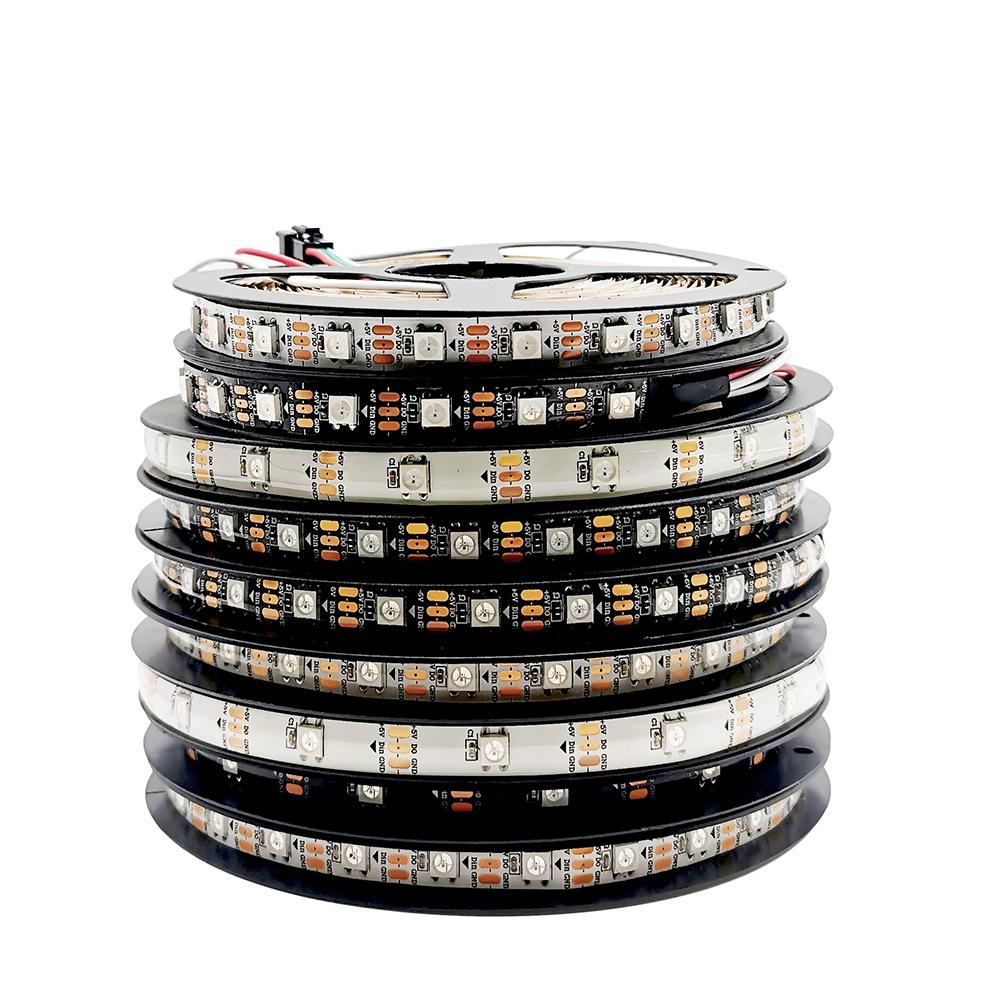 Dc5v ws2812b individualmente endereçável inteligente 5050 rgb conduziu a luz de tira 3pin preto branco 10mm largura pcb 30/60/144 pixels/m ip30/65/67