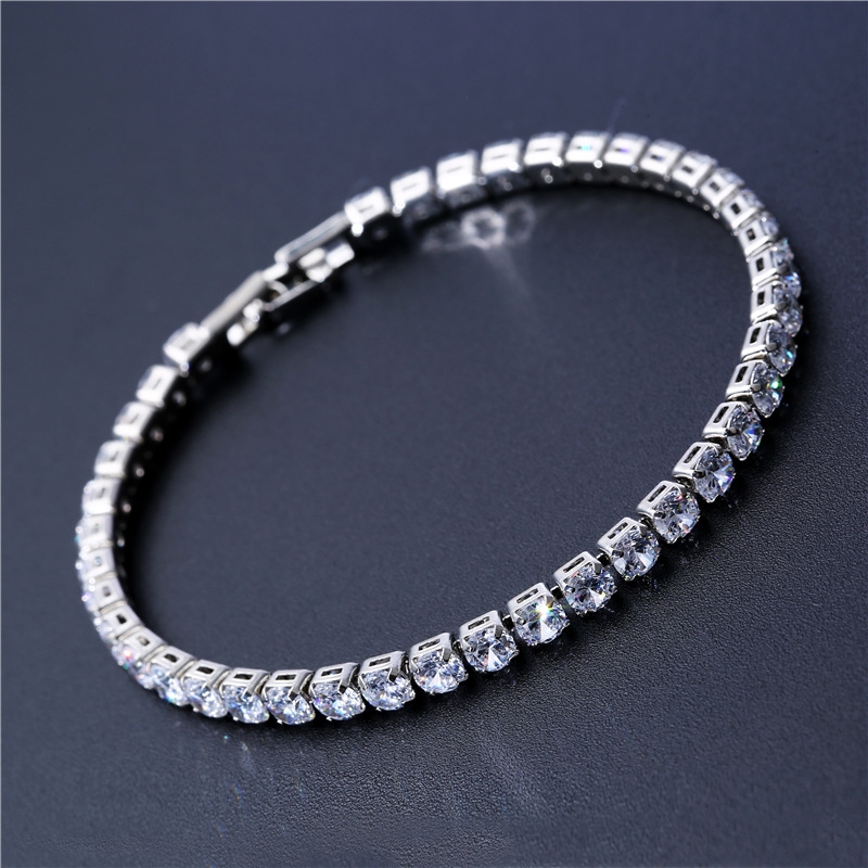 Gelang tenis zirkonia kubik 4mm gelang rantai Iced Out Untuk Wanita Pria Gelang Pria warna perak gelang rantai CZ perhiasan Homme