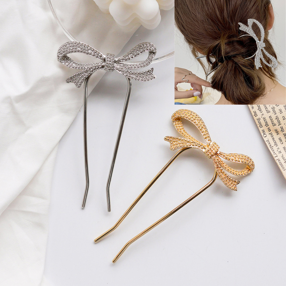 Elegante vrouwen strik haarspelden metalen U-vorm haarvork voor knot opgestoken bruidshaaraccessoires bruiloft kapsel ontwerptools