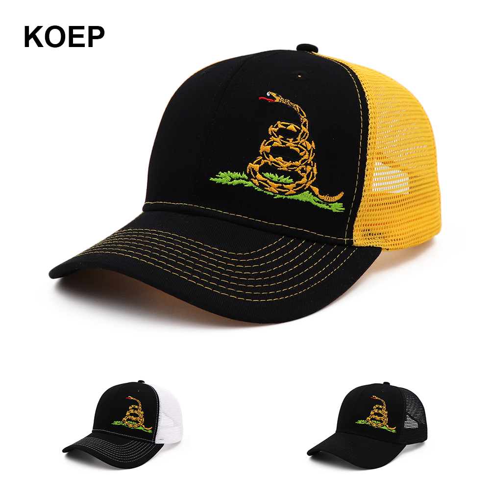 KOEP nouveau Type ne marchez pas sur moi chapeau de serpent pour femmes hommes noir blanc été casquette de Baseball maille Snapback papa chapeaux