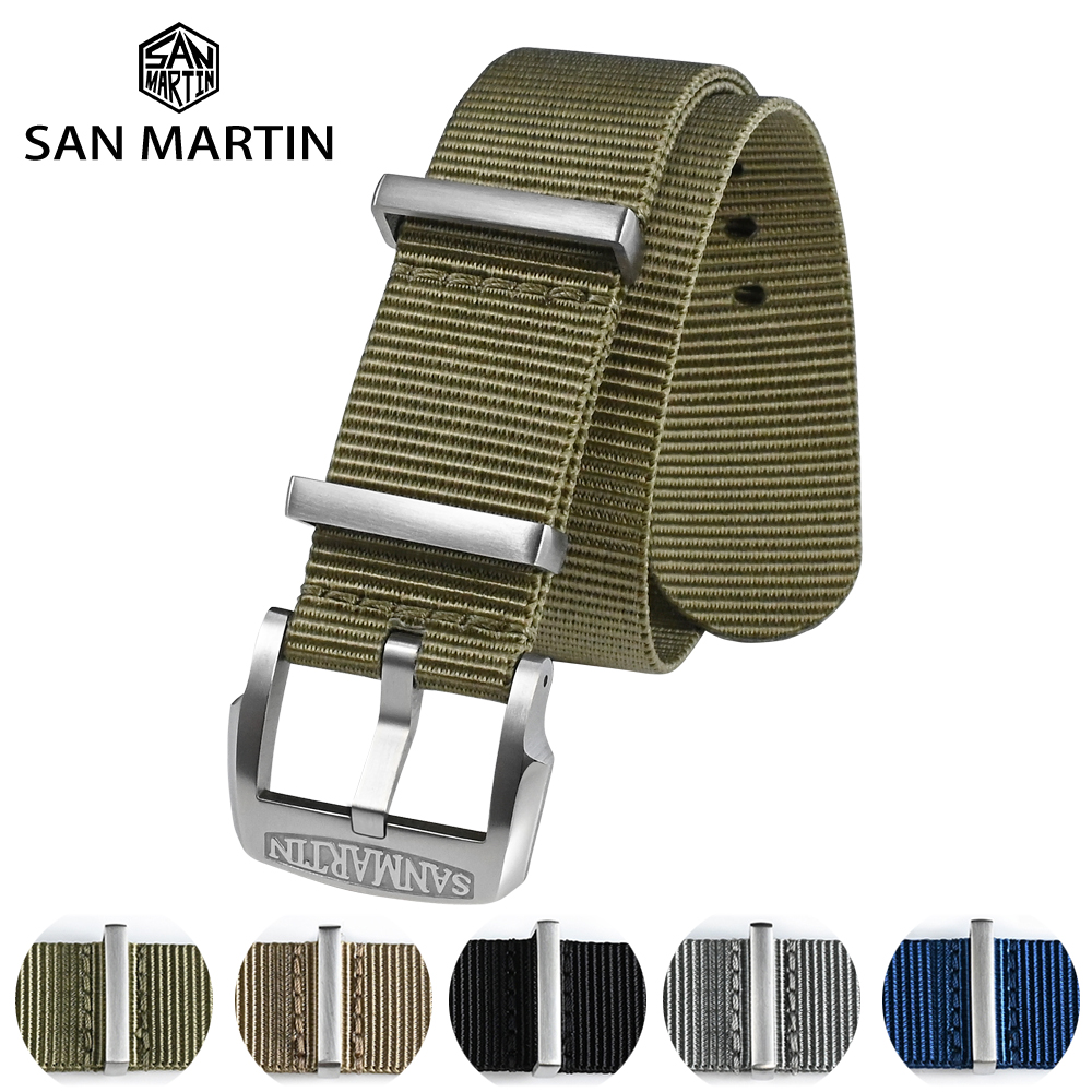 San Martin bracelet en Nylon haute qualité pilote militaire bracelet de montre 20mm 22mm Type universel sport parachutiste bracelet pièces de montre
