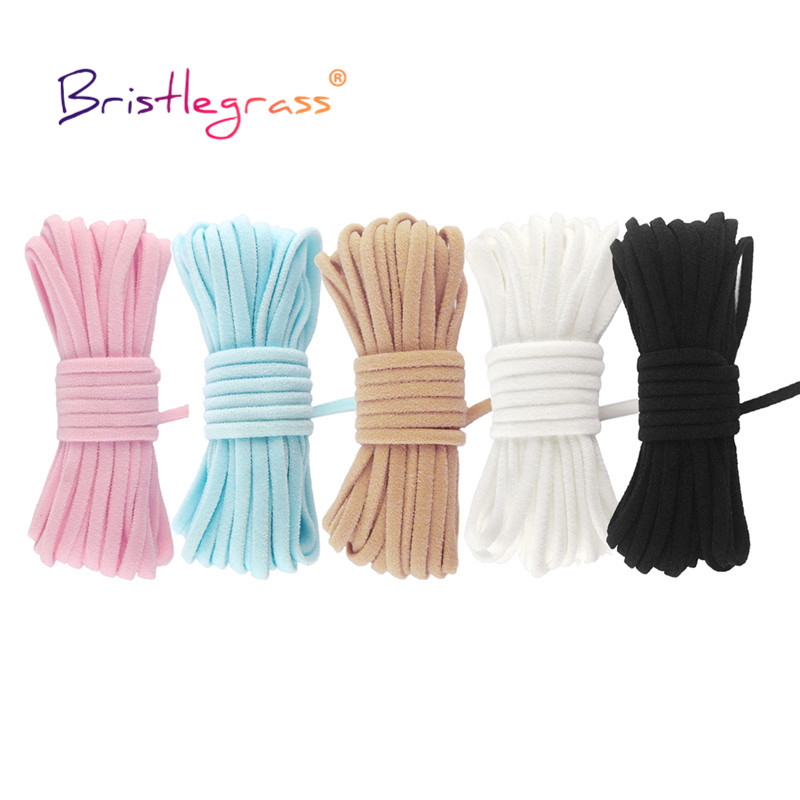 BRISTLEGRASS-Cuerdas elásticas tubulares delgadas, cintas de licra, cinta para la oreja, cinta para la cabeza, cinta para coser, 2, 5, 10 yardas, 1/8 ", 3mm accesorios de costura correas para bolsos correa bolso