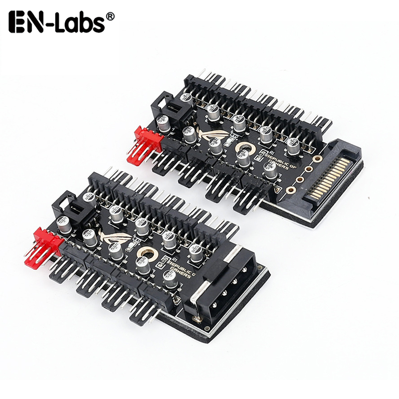 10 Port 4pin PWM Fan Hub Splitter Adpater dengan/RPM Speed Controller kabel Power oleh IDE Molex 4 pin atau SATA, kipas Spliter 4-pin 3pin