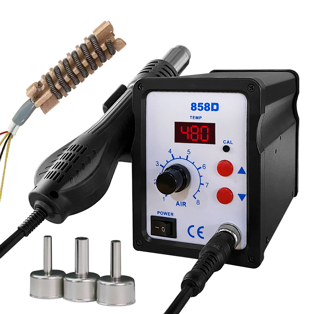 Pistola ad aria calda 858D BGA Stazione di saldatura di rilavorazione Ventilatore Asciugacapelli Asciugacapelli Pistola di calore di saldatura 220V 110V per riparazione di saldatura SMD SMT