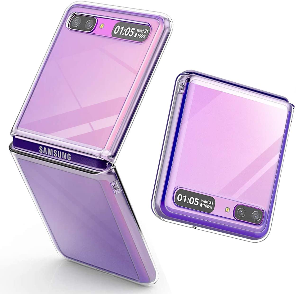 Per Samsung Galaxy Z Flip 7 6 4 3 Flip2 Z Flip, custodia rigida in PC antiurto sottile con cover posteriore trasparente