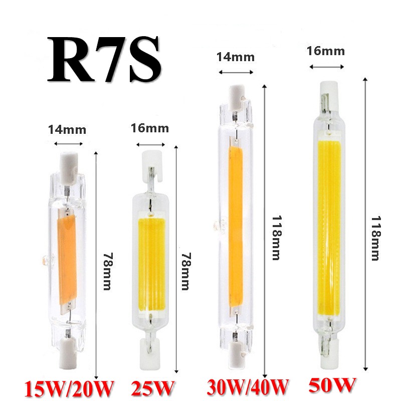 Đèn LED R7S Ống ThủY Tinh 78MM 15W 20W COB Bóng Đèn 118MM 30W 40W R7S Ngô đèn J78 J118 AC220V 110V Thay Thế Halogen 50W Lampadas