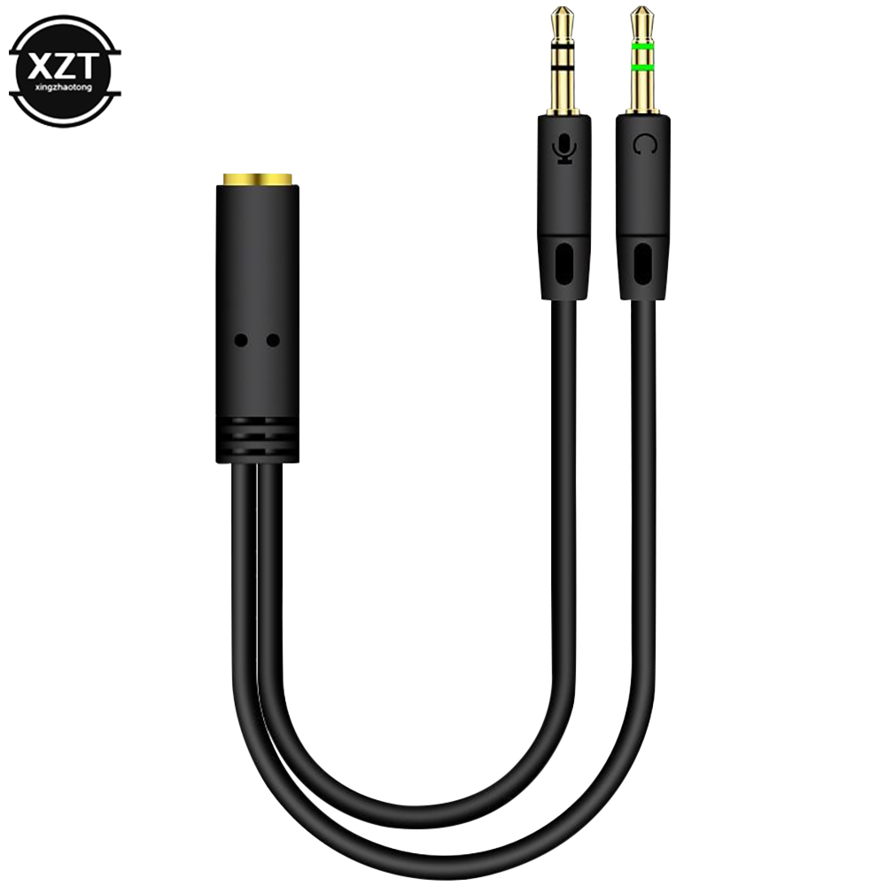 Zestaw słuchawkowy z mikrofonem 3.5mm kabel rozgałęźnik Audio żeński na 2 męski mikrofon słuchawkowy przedłużacze Aux do telefonu, komputera Cabo