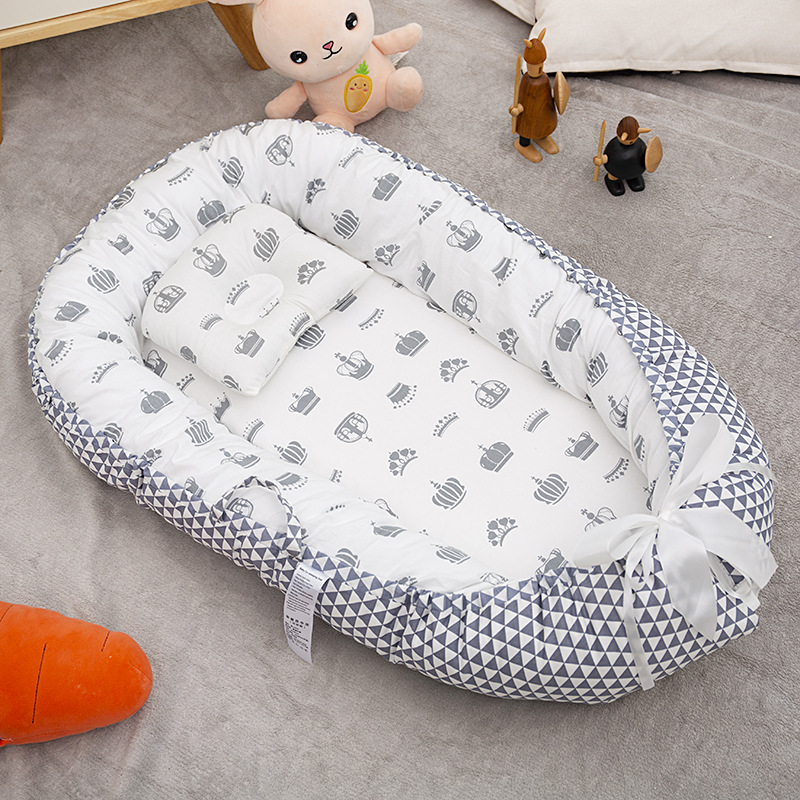 Cuna portátil plegable, extraíble y lavable a prueba de presión, cama media, almohada biónica totalmente extraíble para bebé, cuna, cama uterina