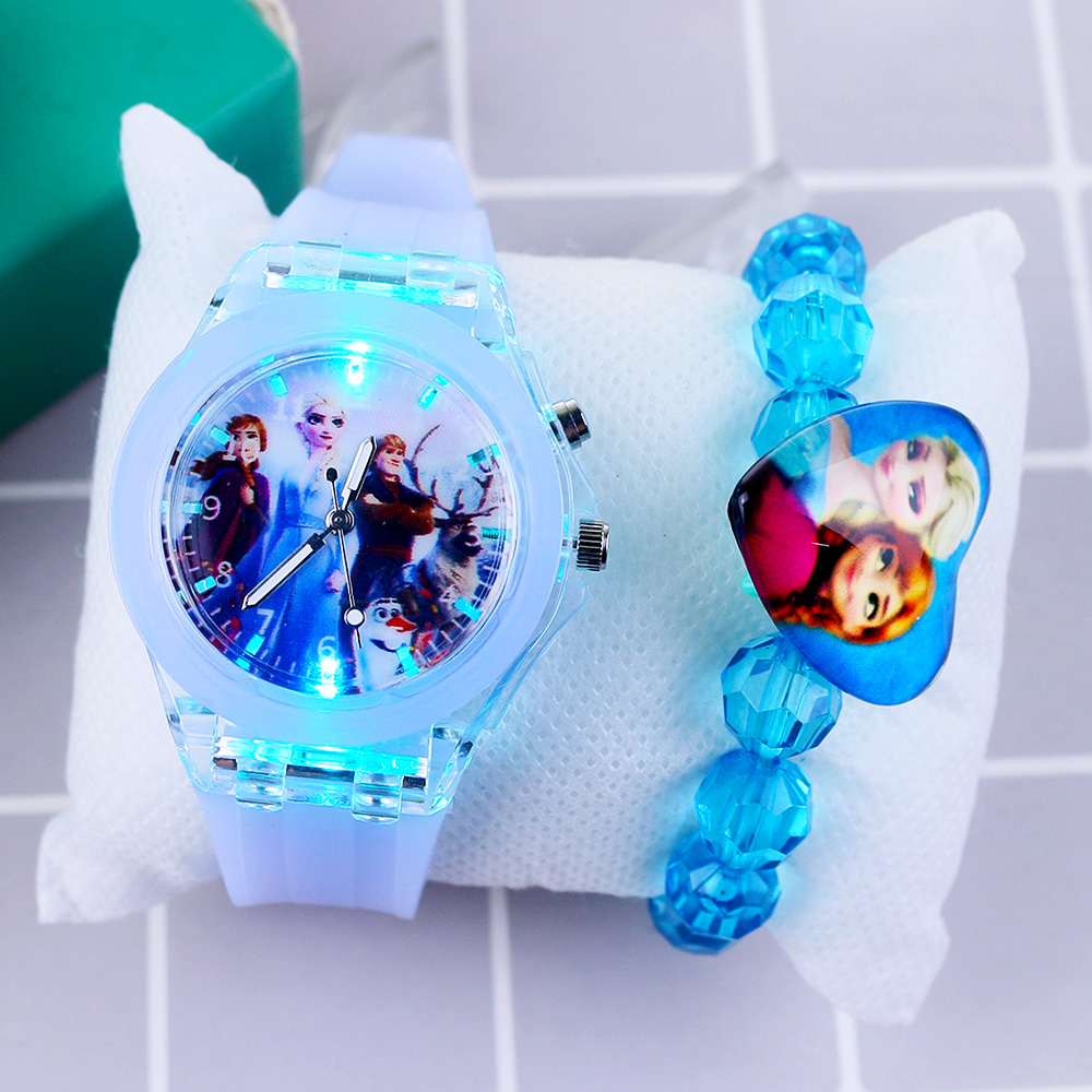 Flash luz crianças relógios com pulseira de silicone princesa elsa congelado sophia meninas relógio estudante reloj infantil