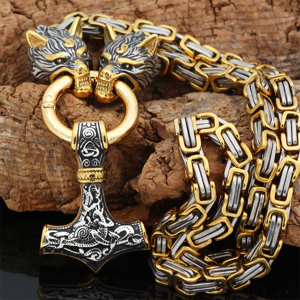 Collier loup celtique nordique pour hommes, tête de loup Viking, pendentif en acier inoxydable, accessoires Rune scandinave, amulette nordique, bijoux