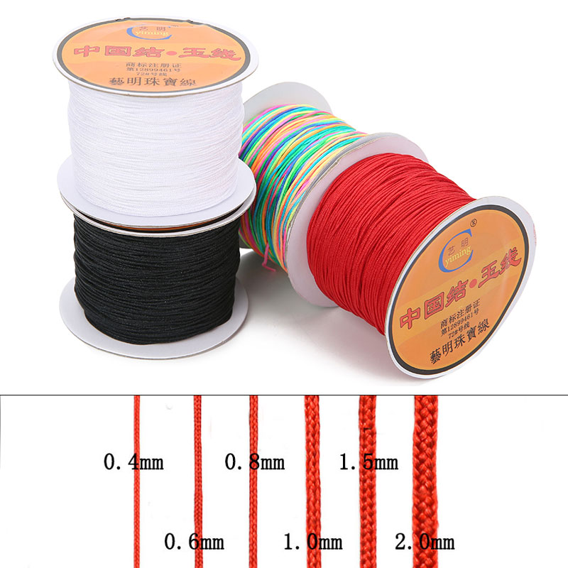 45 Meter geflochtener Nylonschnurfaden für Armband 0,4 0,6 0,8 1 1,5 mm chinesischer Knoten Kumihimo Makramee-Faden für die Herstellung von DIY-Schmuck