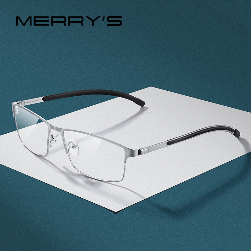 Merrys Ontwerp Titanium Legering Mannen Optische Glazen Frame Ultralight Vierkante Bijziendheid Recept Brillen Antislip Siliconen S2268