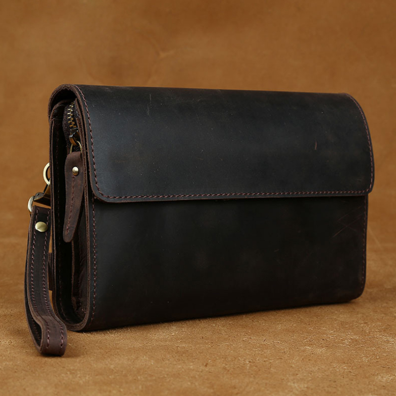 Hoogwaardige heren portemonnee lederen dagkoppelingen voor mannelijke vintage stijl handtas Crazy Horse lederen heren clutch grote portemonnee