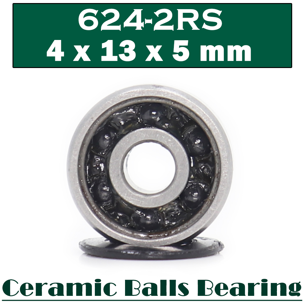 Rodamiento cerámico híbrido 624, 4x13x5mm (1 pieza), husillo de Motor industrial 624HC, rodamientos híbridos Si3N4 de bolas 3NC 624RS
