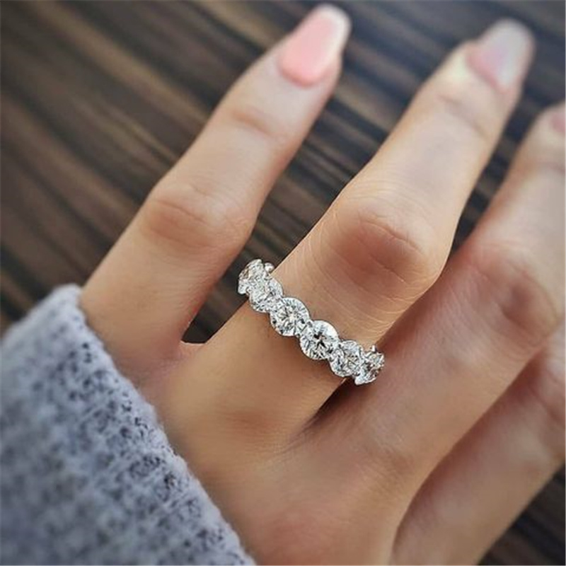 Anillo de Plata de Ley 925 auténtica de marca, anillos redondos de 4mm con diamantes de laboratorio Cz, anillos de compromiso para boda para mujeres y hombres, joyería de fiesta
