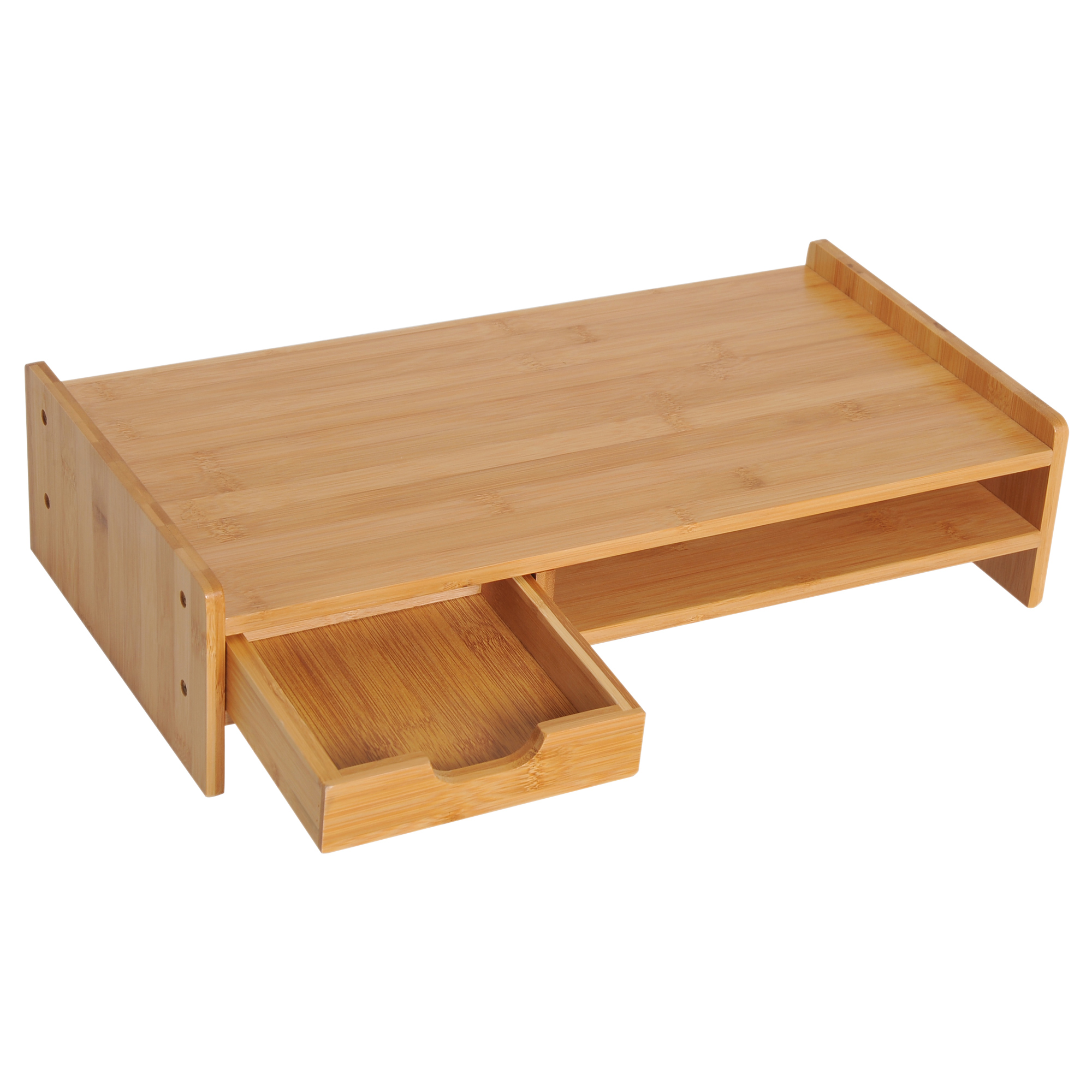HOMCOM Monitor Soporte de Bambu Elevador de Pantallas Mesa de Ordenador Portatil Organizador de Escritorio 49x25,5x11,5cm